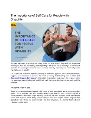 The Importance of Self-Care for People with Disability