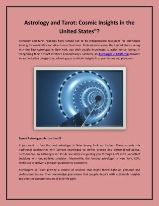 Astrology and Tarot: Cosmic Insights in the United States"?