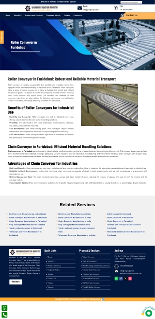 Why Faridabad Is India’s Hub for Roller Conveyor Manufacturing by 2025