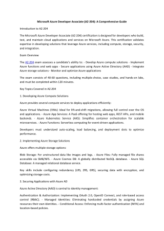 Microsoft Azure Developer Associate (AZ-204): A Comprehensive Guide