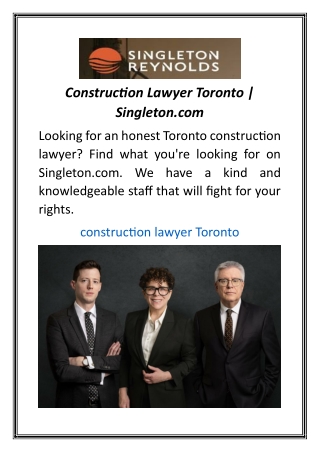 Construction Lawyer Toronto Singleton.com