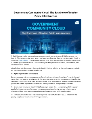 Government Community Cloud: The Backbone of Modern Public Infrastructure