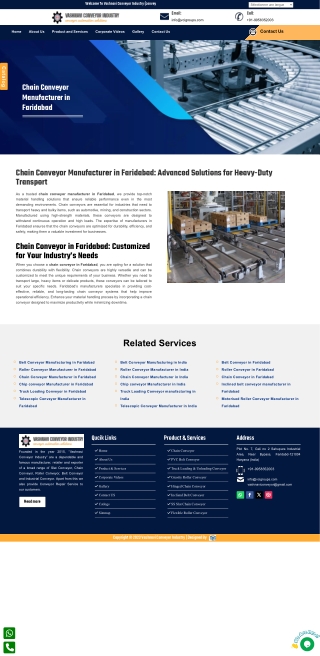 Custom Chain Conveyor Solutions in Faridabad for Seamless Material Flow