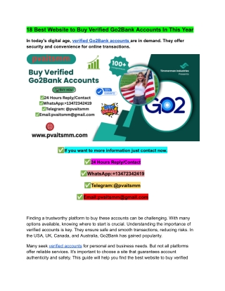 18 Best Website to Buy Verified Go2Bank Accounts In This Year