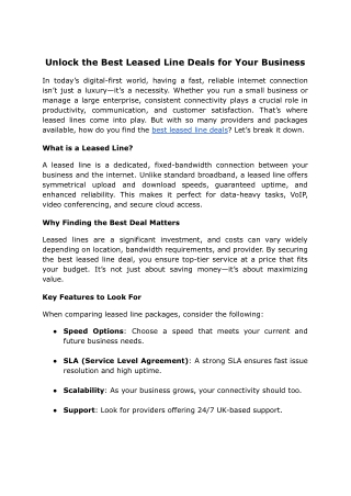 Unlock the Best Leased Line Deals for Your Business