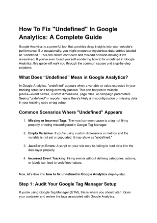 How To Fix _Undefined_ In Google Analytics_ A Complete Guide