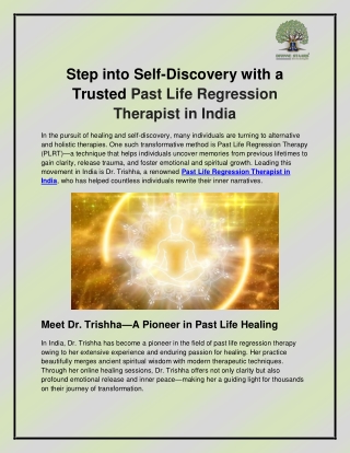 Past Life Regression Therapist in India