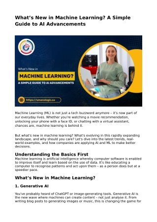 What’s New in Machine Learning? A Simple Guide to AI Advancements