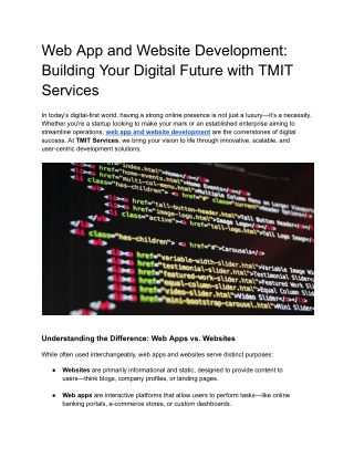 Web App and Website Development_ Building Your Digital Future with TMIT Services