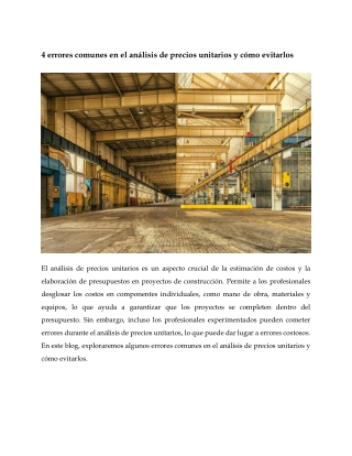 4 errores comunes en el análisis de precios unitarios y cómo evitarlos