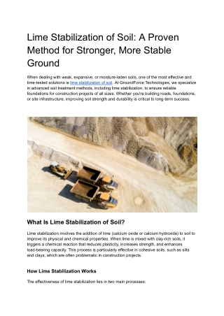 Lime Stabilization of Soil_ A Proven Method for Stronger, More Stable Ground