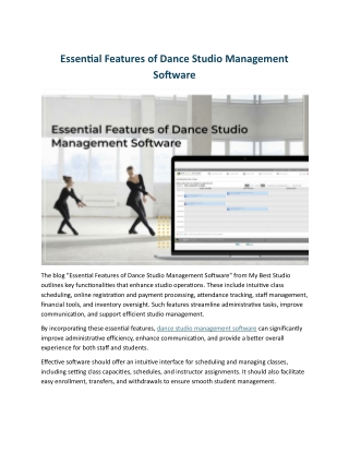 Essential Features of Dance Studio Management Software
