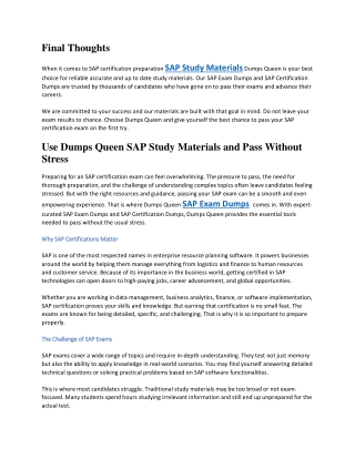 Dumps Queen Helps You Pass SAP Exams with Top Study Materials (1)