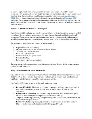 small business seo packages