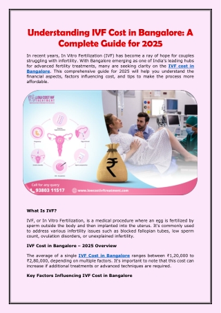 Understanding IVF Cost in Bangalore - A Complete Guide for 2025