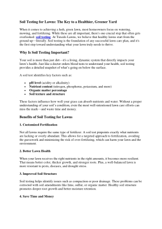 Soil Testing for Lawns: The Key to a Healthier, Greener Yard