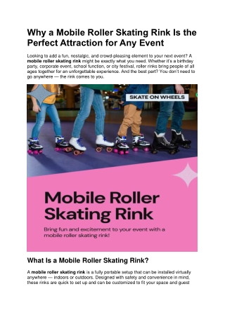 Why a Mobile Roller Skating Rink Is the Perfect Attraction for Any Event