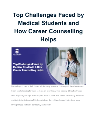 Top Challenges Faced by Medical Students and How Career Counselling Helps
