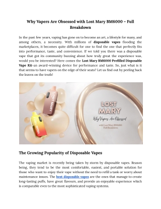 Why Vapers Are Obsessed with Lost Mary BM6000 – Full Breakdown (1)