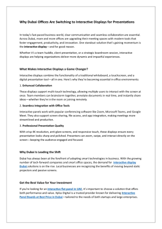 Why Dubai Offices Are Switching to Interactive Displays for Presentations