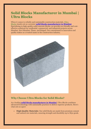 Solid Blocks Manufacturer in Mumbai