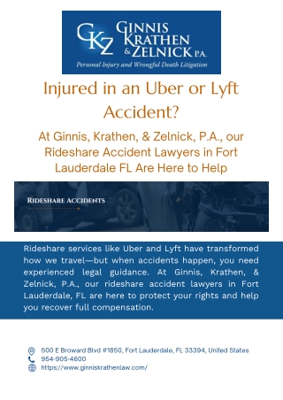 Why Ginnis, Krathen, & Zelnick, P.A. is Your Go-To Rideshare Accident Lawyer Fort Lauderdale