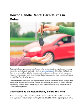 How to Handle Rental Car Returns in Dubai