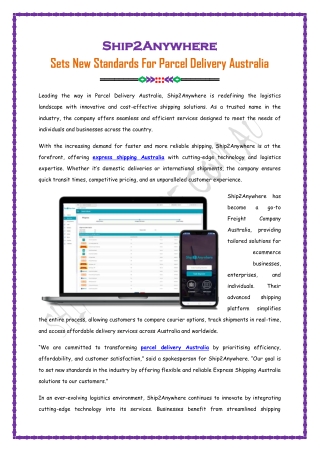 New Standards For Parcel Delivery Australia