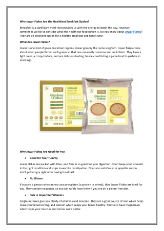 Why Jowar Flakes Are the Healthiest Breakfast Option?