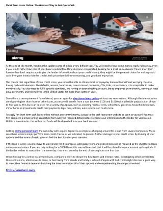 Short Term Loans Online The Greatest Way to Get Quick Cash