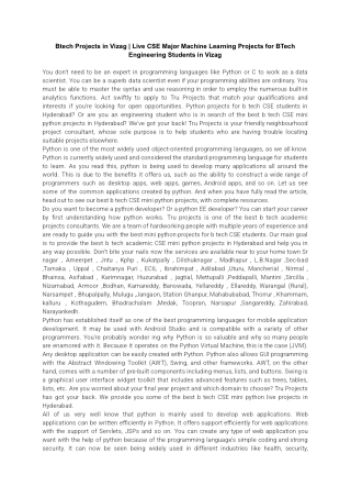 Btech Projects in Vizag _ Live CSE Major Machine Learning Projects for BTech Engineering Students in Vizag