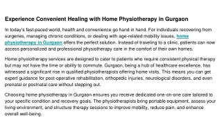 home physiotherapy in gurgaon