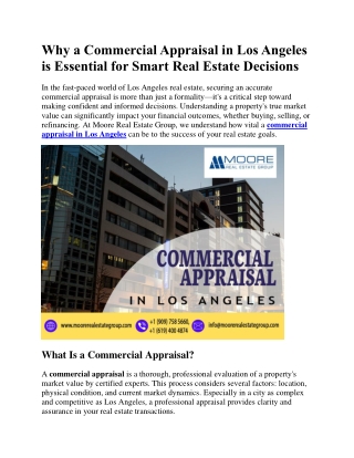 Why a Commercial Appraisal in Los Angeles is Essential for Smart Real Estate Decisions