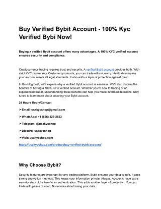 Buy Verified Bybit Account - 100% Kyc Verified Bybi Now