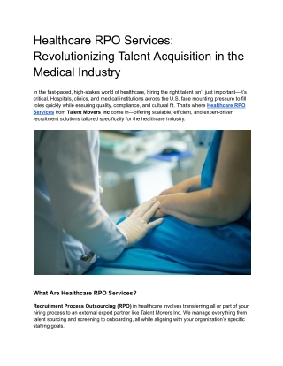 Healthcare RPO Services_ Revolutionizing Talent Acquisition in the Medical Industry
