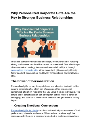Why Personalized Corporate Gifts Are the Key to Stronger Business Relationships