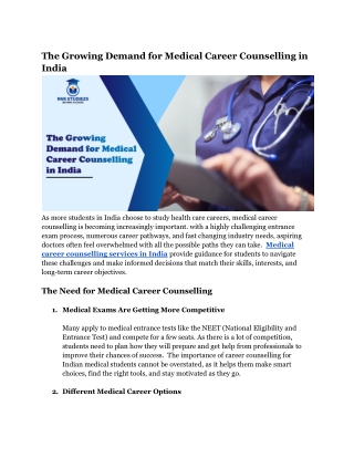 Copy of The Growing Demand for Medical Career Counselling in India