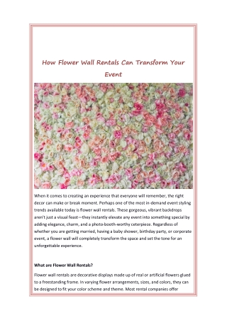 How Flower Wall Rentals Can Transform Your Event