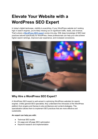 Elevate Your Website with a WordPress SEO Expert