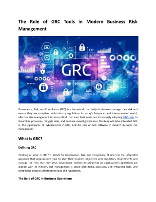 Why GRC Tools Are Essential for Modern Business Risk Management