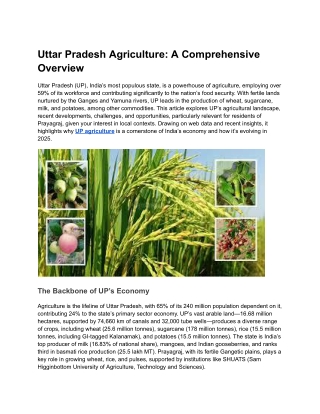 Uttar Pradesh Agriculture_ A Comprehensive Overview