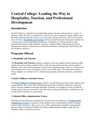 Hospitality and Tourism Management Diploma in Mississauga