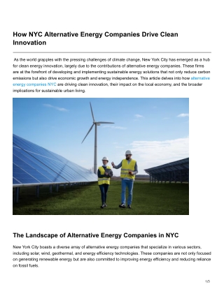 How NYC Alternative Energy Companies Drive Clean Innovation