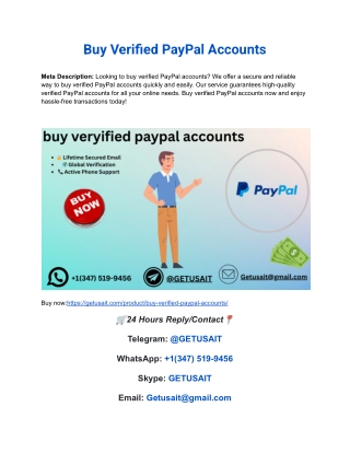 Buy Verified PayPal AccountsBuy Verified PayPal Accounts - 100% Best