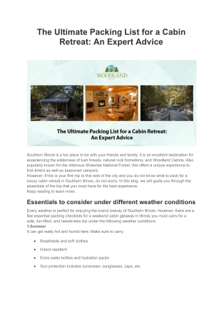 The Ultimate Packing List for a Cabin Retreat_ An Expert Advice