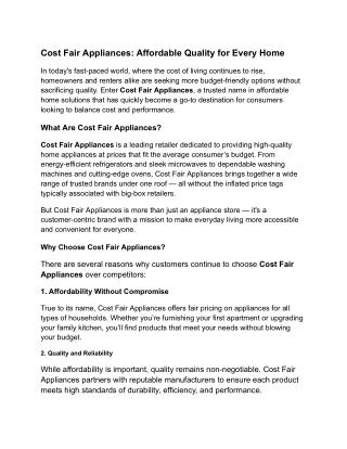 Cost Fair Appliances