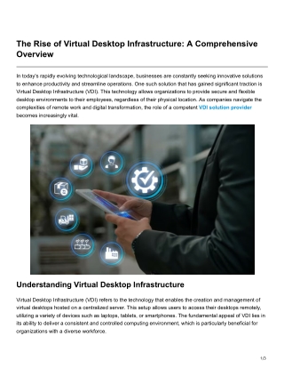 The Rise of Virtual Desktop Infrastructure A Comprehensive Overview