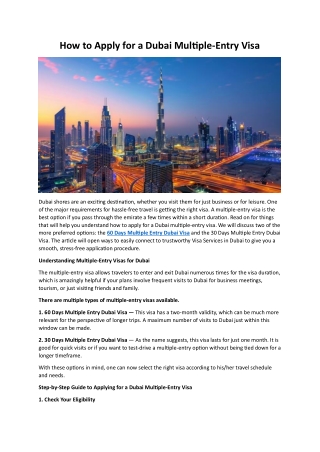 How to Apply for a Dubai Multiple