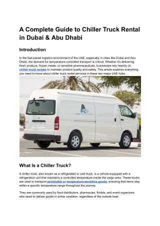 dubai chiller truck