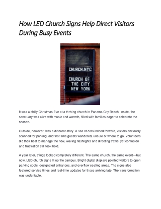 How LED Church Signs Help Direct Visitors During Busy Events